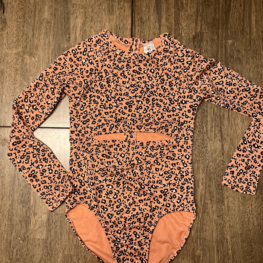 Art Class Orange and Black Leopard Print Top